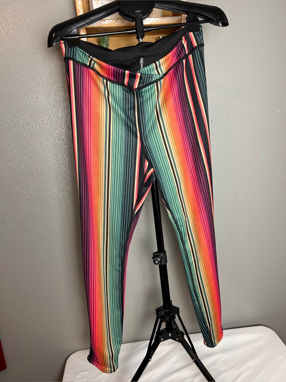 Crazy Train Rainbow Stripe Leggings - Pink, Yellow, Green, Blue